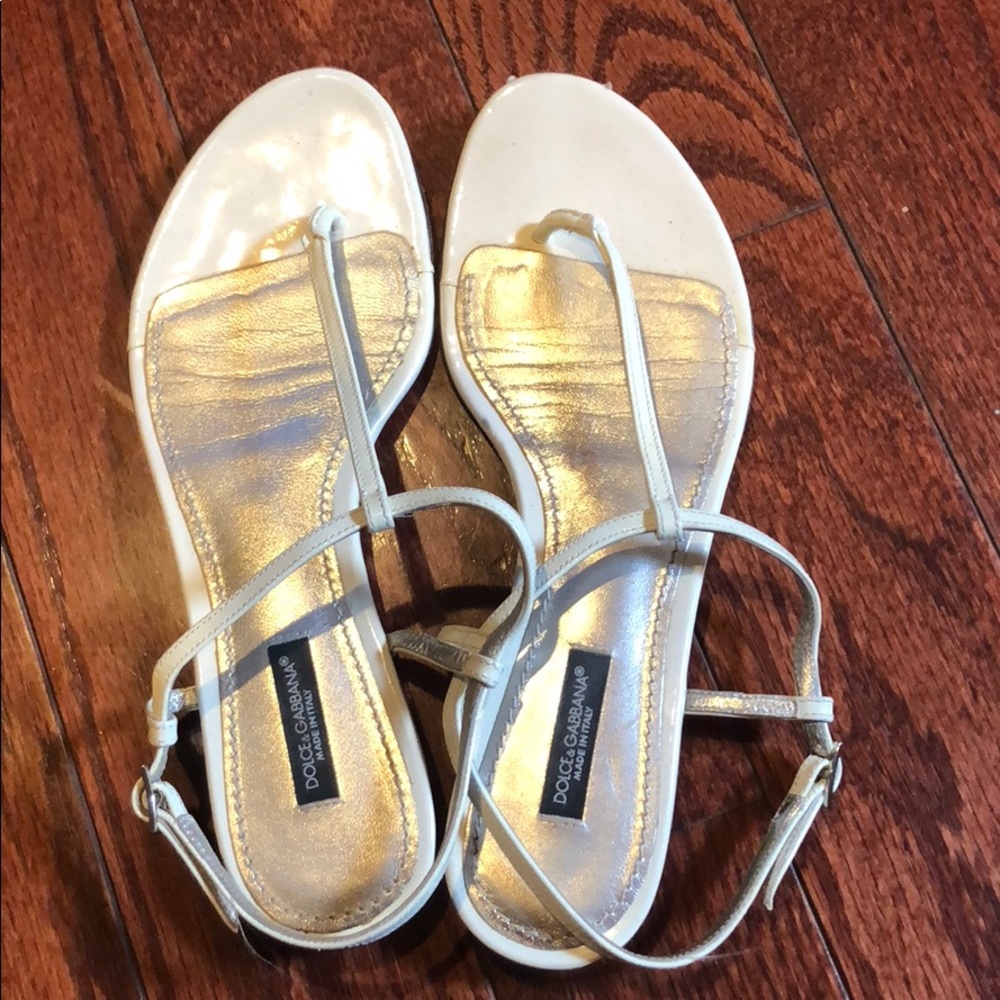 Dolce & Gabbana white flat sandals 37 - Picture 3 of 6